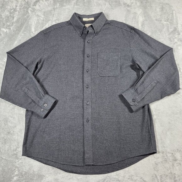 LL Bean Shirt Mens Large Gray Houndstooth Wicked Good Flannel Traditional Fit - Picture 2 of 7